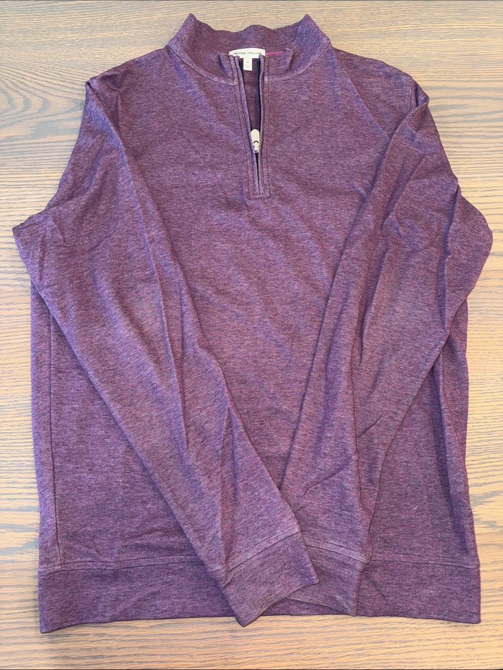 Peter Millar Heathered Purple Half-Zip Mock Neck Sweater
